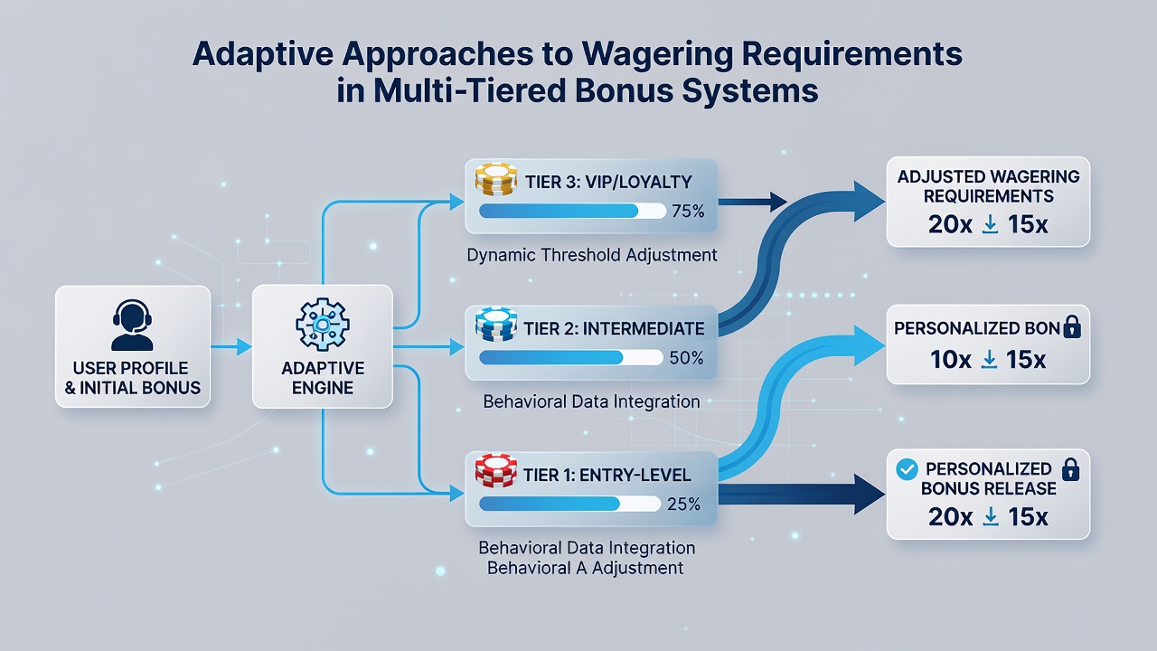 Grafiek van adaptieve wagering requirements in multi-tiered bonussystemen met realtime aanpassingen
