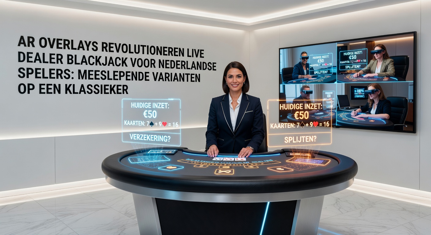 Nederlandse speler op smartphone met AR-overlay op live blackjack, toon statistieken en virtuele interacties tijdens een sessie in april 2026