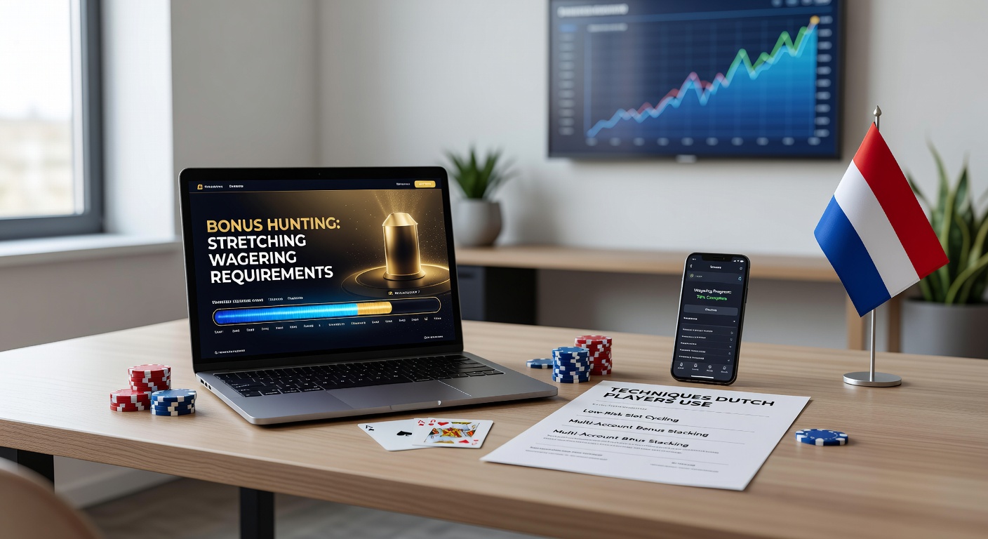 Nederlandse speler analyseert bonusvoorwaarden op een tablet terwijl een casino-interface op de achtergrond schittert