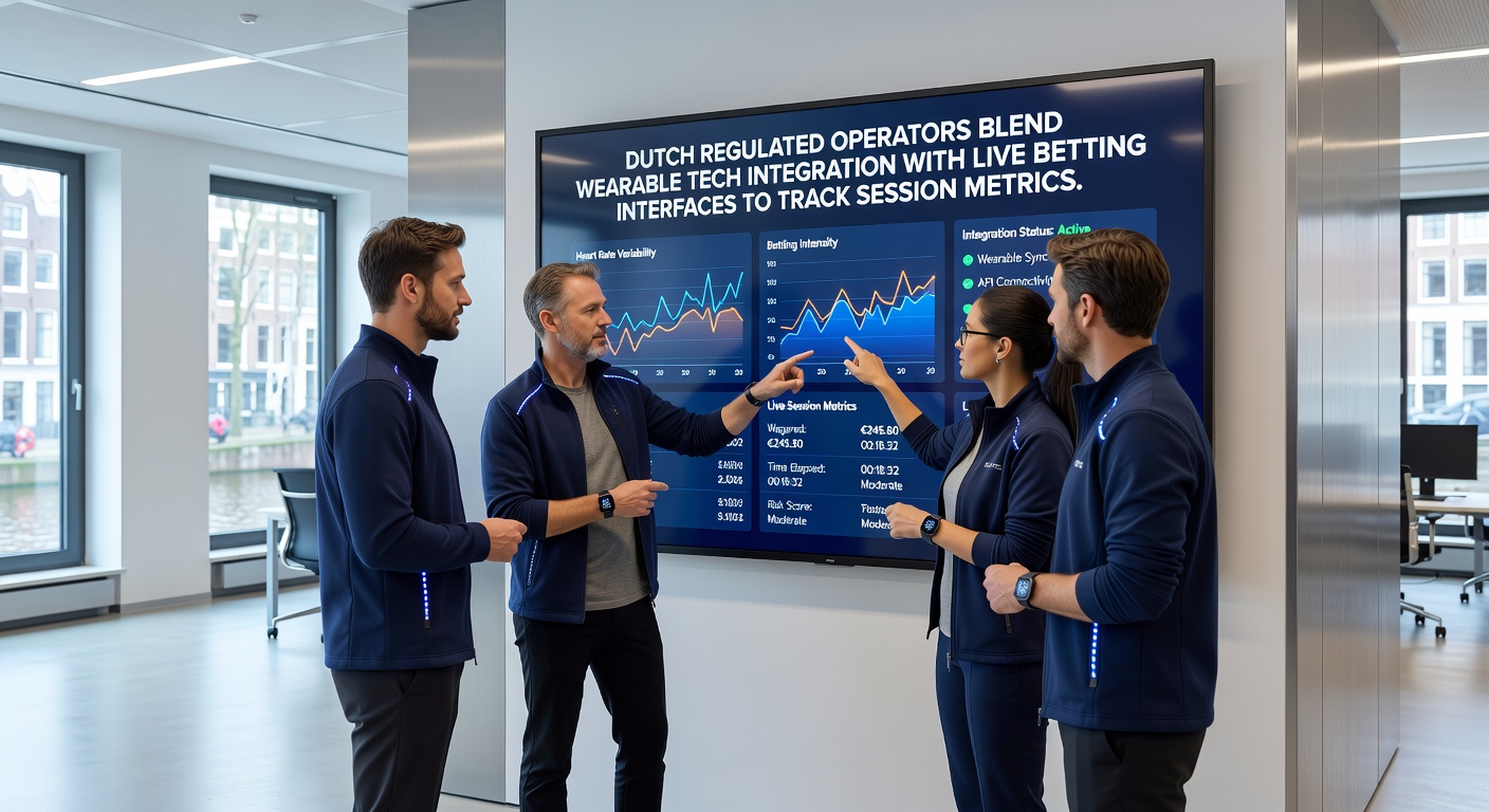 Illustratie van wearable tech integratie met live betting interfaces in Nederlandse online casino's