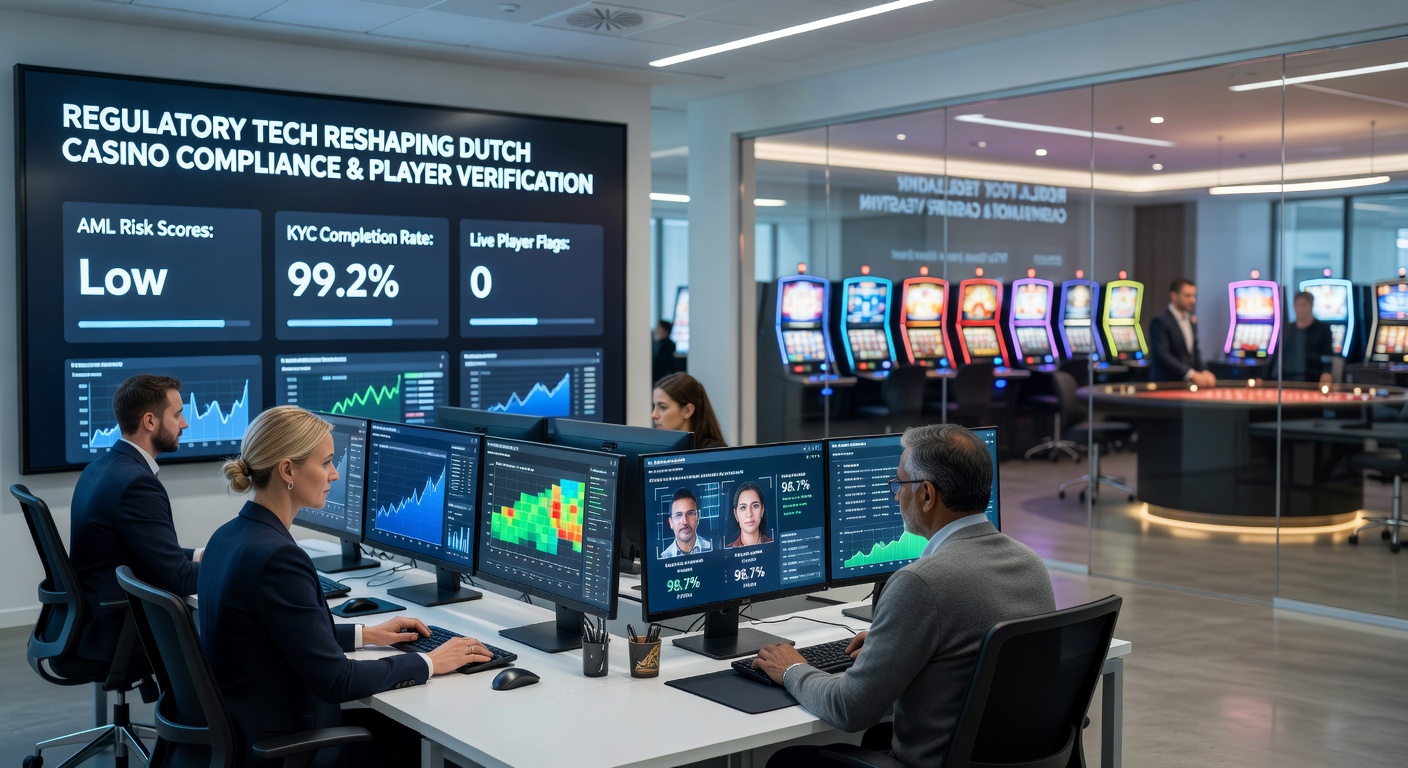 Diagram van AI-gedreven verificatieprocessen en compliance dashboards bij Nederlandse casino’s