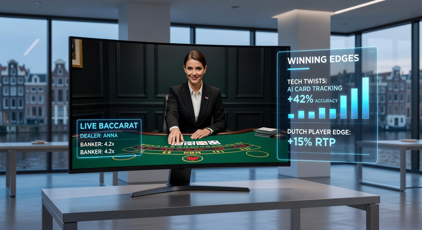 Een dynamische live dealer baccarat tafel met meerdere camera's en high-tech interface in een Nederlands online casino
