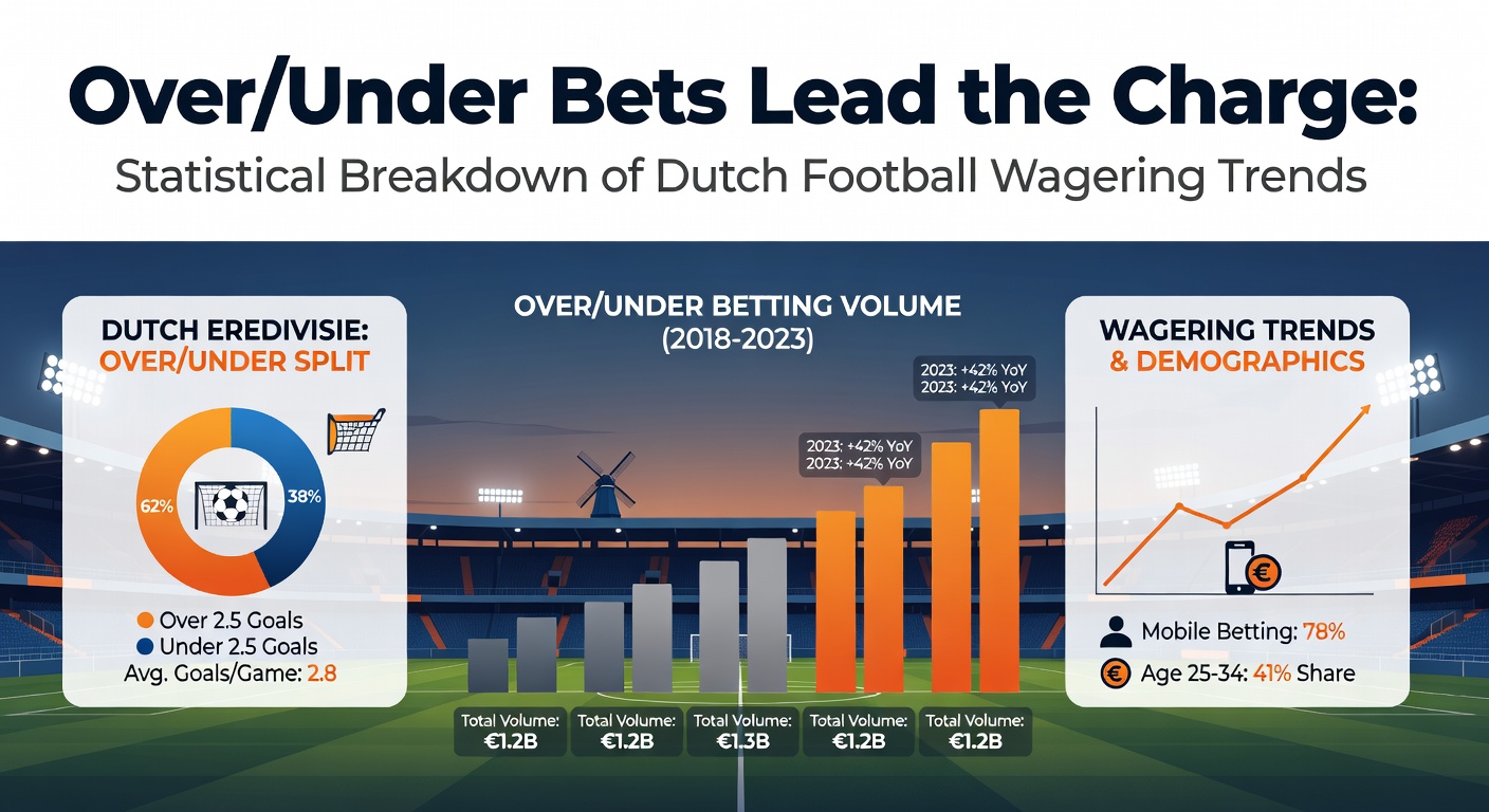 Grafiek met stijgende over/under weddenschappen in de Eredivisie, goals en inzetten zichtbaar
