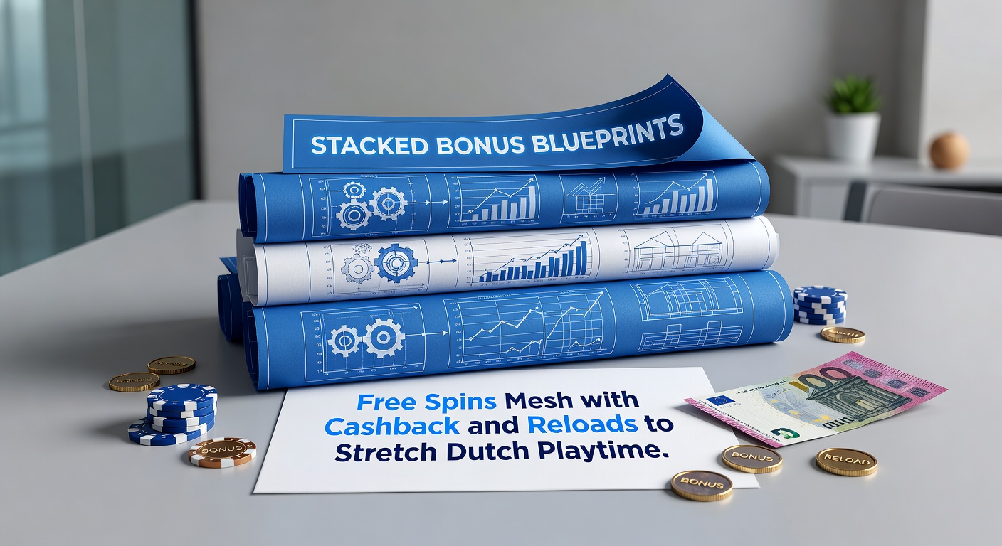 Grafiek van gestapelde bonussen in Nederlandse online casinos, met free spins, cashback en reloads die de bankroll uitrekken over langere speeltijd
